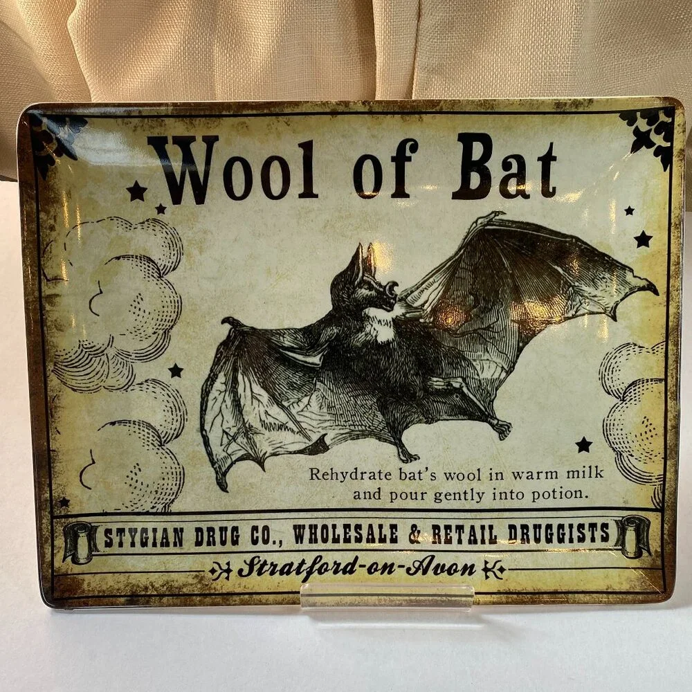 2012 Williams Sonoma Halloween Potion by Lori Fury Wool of Bat Large Platter